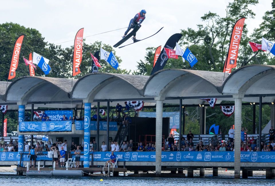 Joel Poland jumps to victory at the 2025 Masters. Photo Johnny Hayward