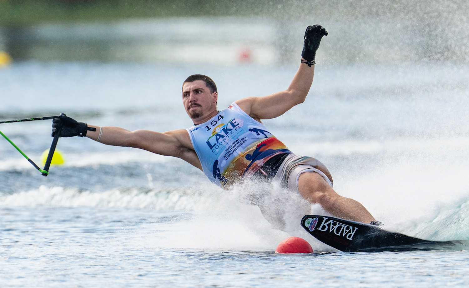 Joel Poland runs 10.25m at the 2023 World Waterski Championsihps - photo Johnny Hayward