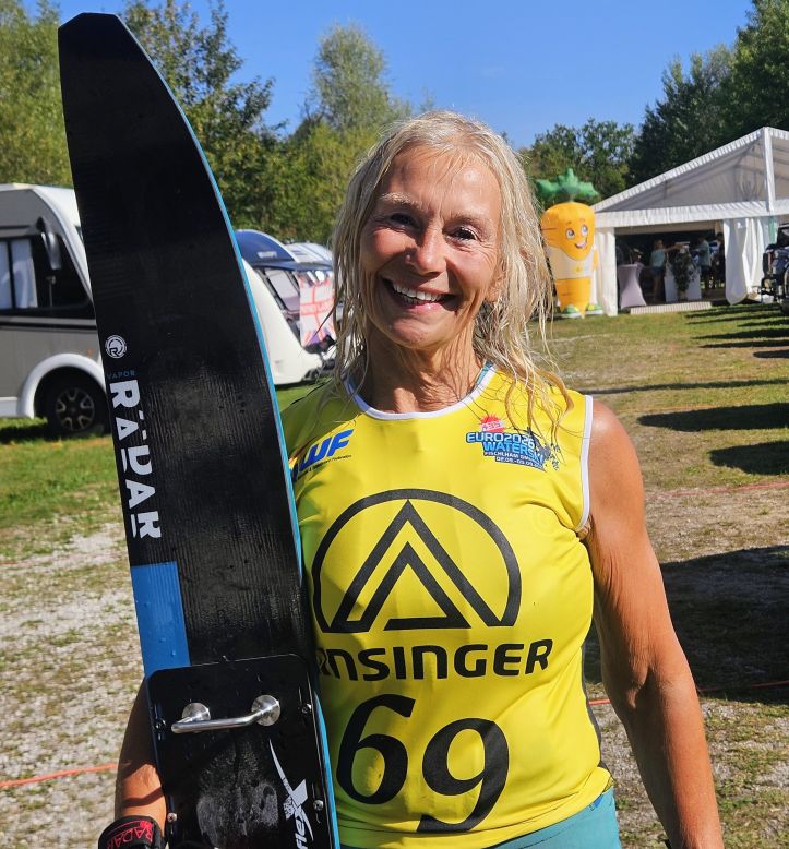Lois Farrow at the 2026 Euro +35 Waterski Championships