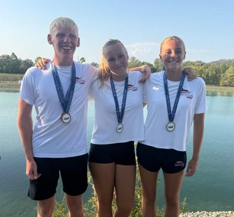 Harley Coster, Isabel Cosgrove & Lara Cosgrove, medallists at 2026 Euro Youth Waterski Championships