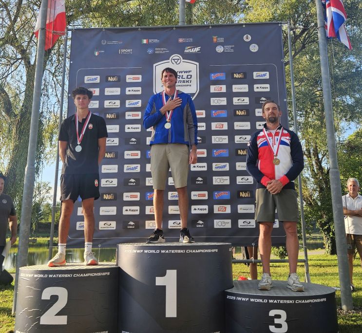 Will Asher wins bronze in Men's Slalom at the 2025 World Championships. Photo BWSW
